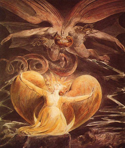 William Blake Der grobe Rote Drache und die mit der Sonne bekleidete Frau Norge oil painting art